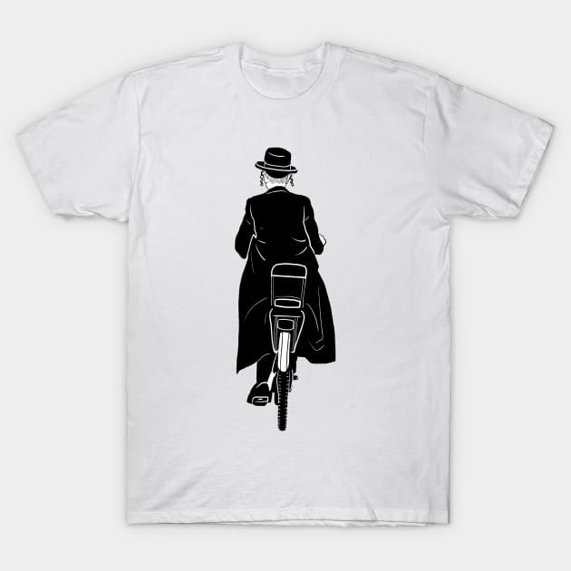 Orthodox Jew riding a bike T-Shirt by argiropulo